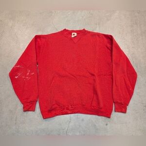 VTG 70s Russell Athletic Red Crewneck Sweater Mens M Paint Stains